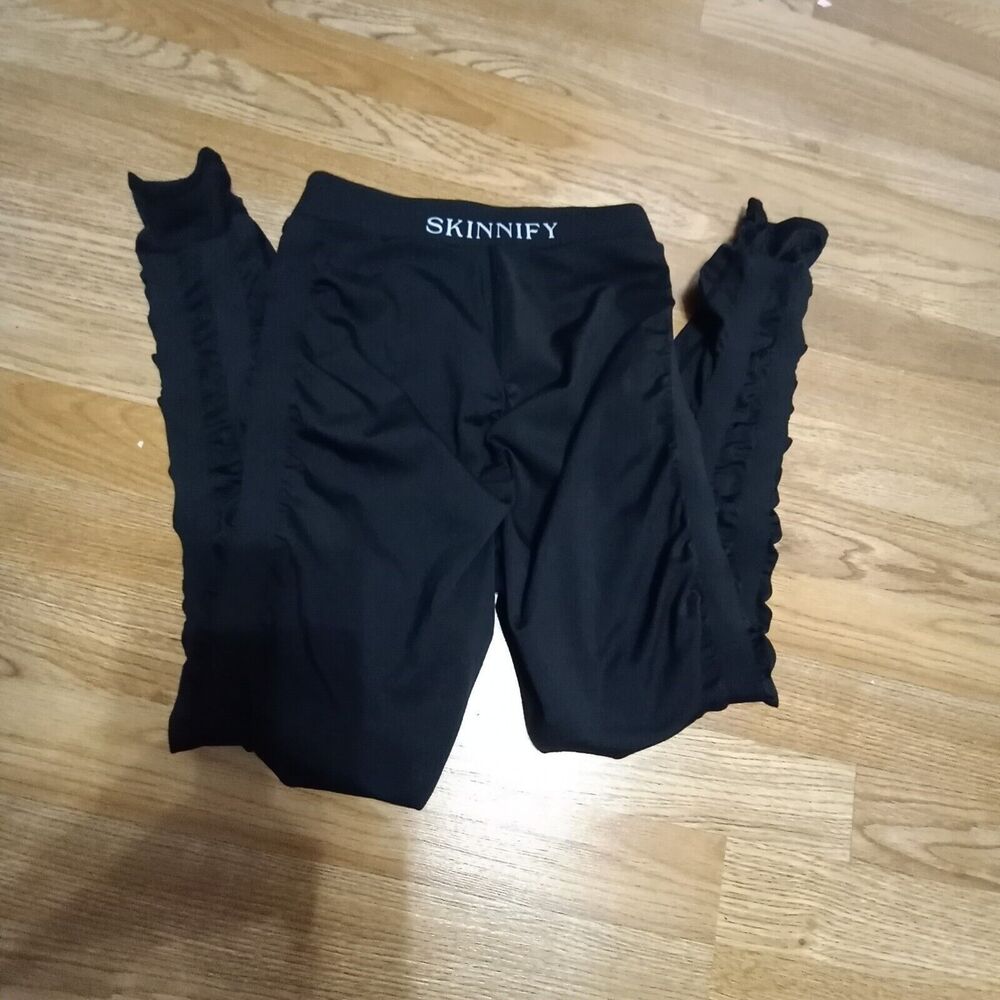 Women's Skinny Fit Polyester Blend Yoga Pants Gym Workout Leggings Black Sa M.